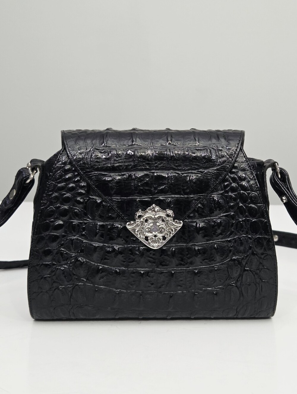 BEAUTIFUL VINTAGE GLEN MILLER FOR ANN TURK DOG HEAD CROC EMBOSSED BAG - Picture 10 of 12
